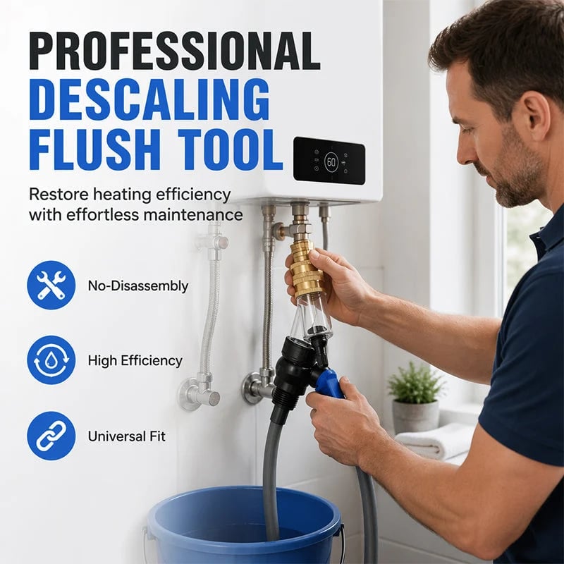 Universal Water Heater Cleaning Kit – Chemical-Free Sediment Remover with Rubber Gaskets