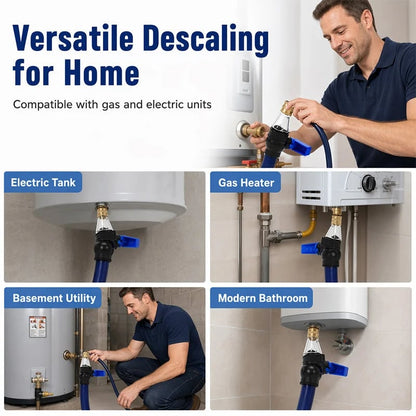 Universal Water Heater Cleaning Kit – Chemical-Free Sediment Remover with Rubber Gaskets