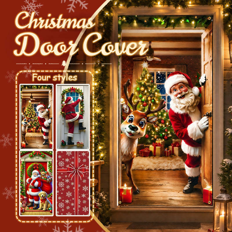 New Christmas Door Cover – Festive Holiday Party Decoration & Door Curtain