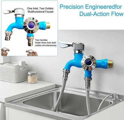 💧 Dual-Outlet Faucet – Two Independent Water Connections for Laundry, Garden & Everyday Cleaning