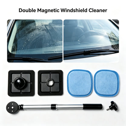 Dual Magnetic Car Windshield Cleaner | Streak-Free Auto Glass Cleaning Kit