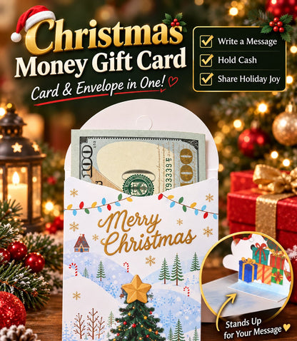 🎁Handmade 3D Christmas Money Gift Card, Pop Up Holiday Card with Cash Envelope, Creative Christmas Greeting Card for Kids, Family & Loved Ones💵