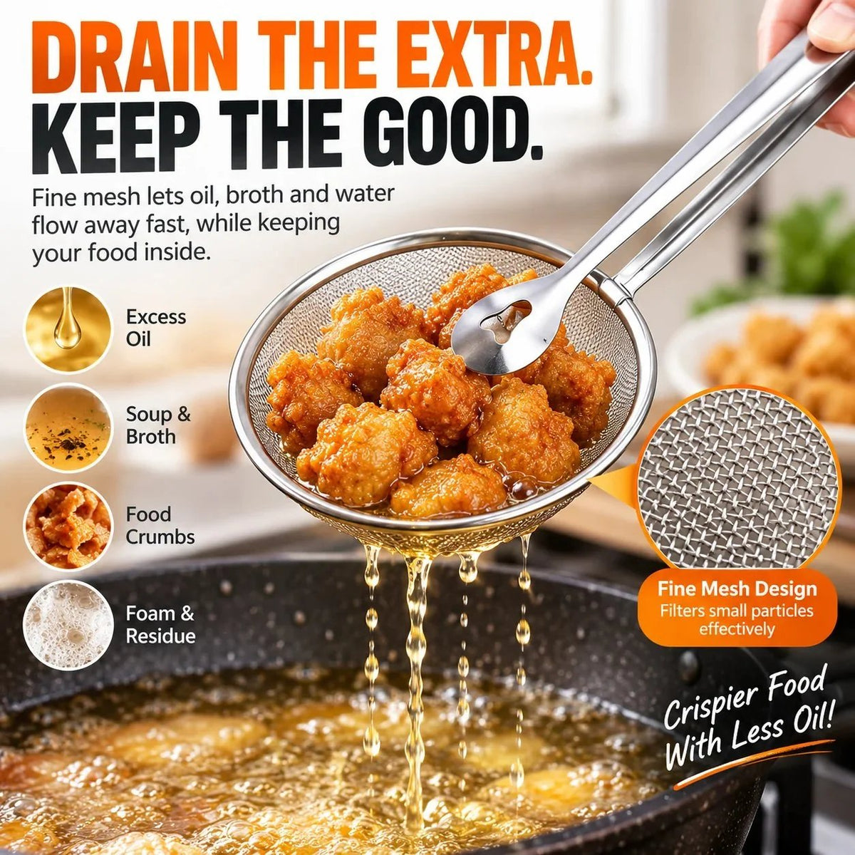 🔥2-in-1 Stainless Steel Strainer Tongs – Grab, Drain & Serve with One Tool
