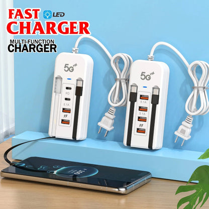 Charge 6 Devices Instantly! No-Clutter 66W Desktop Power Hub