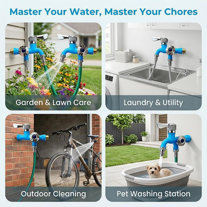 💧 Dual-Outlet Faucet – Two Independent Water Connections for Laundry, Garden & Everyday Cleaning