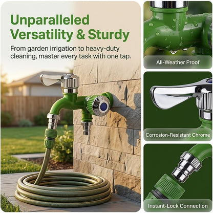 💧 Dual-Outlet Faucet – Two Independent Water Connections for Laundry, Garden & Everyday Cleaning