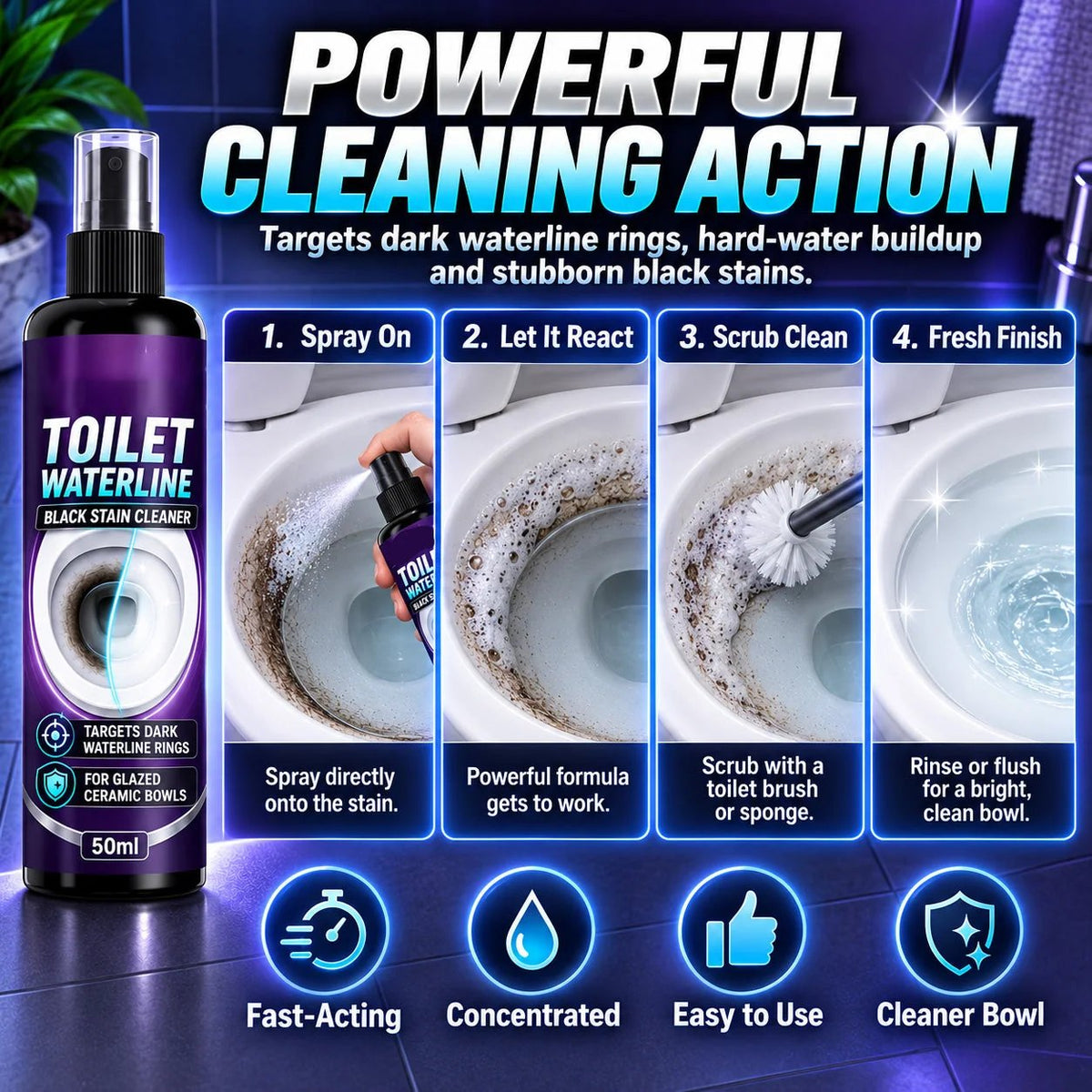 🥳HOT SALE🥳💞10K+ SOLD! Waterline Cleaner! Targets black rings, clinging formula & less scrubbing. Clean bowl – grab yours! ✅
