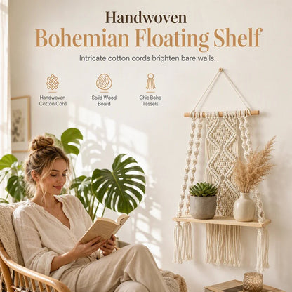 📢📢50% OFF !! ⏰Bohemian Handwoven Floating Shelf🌿