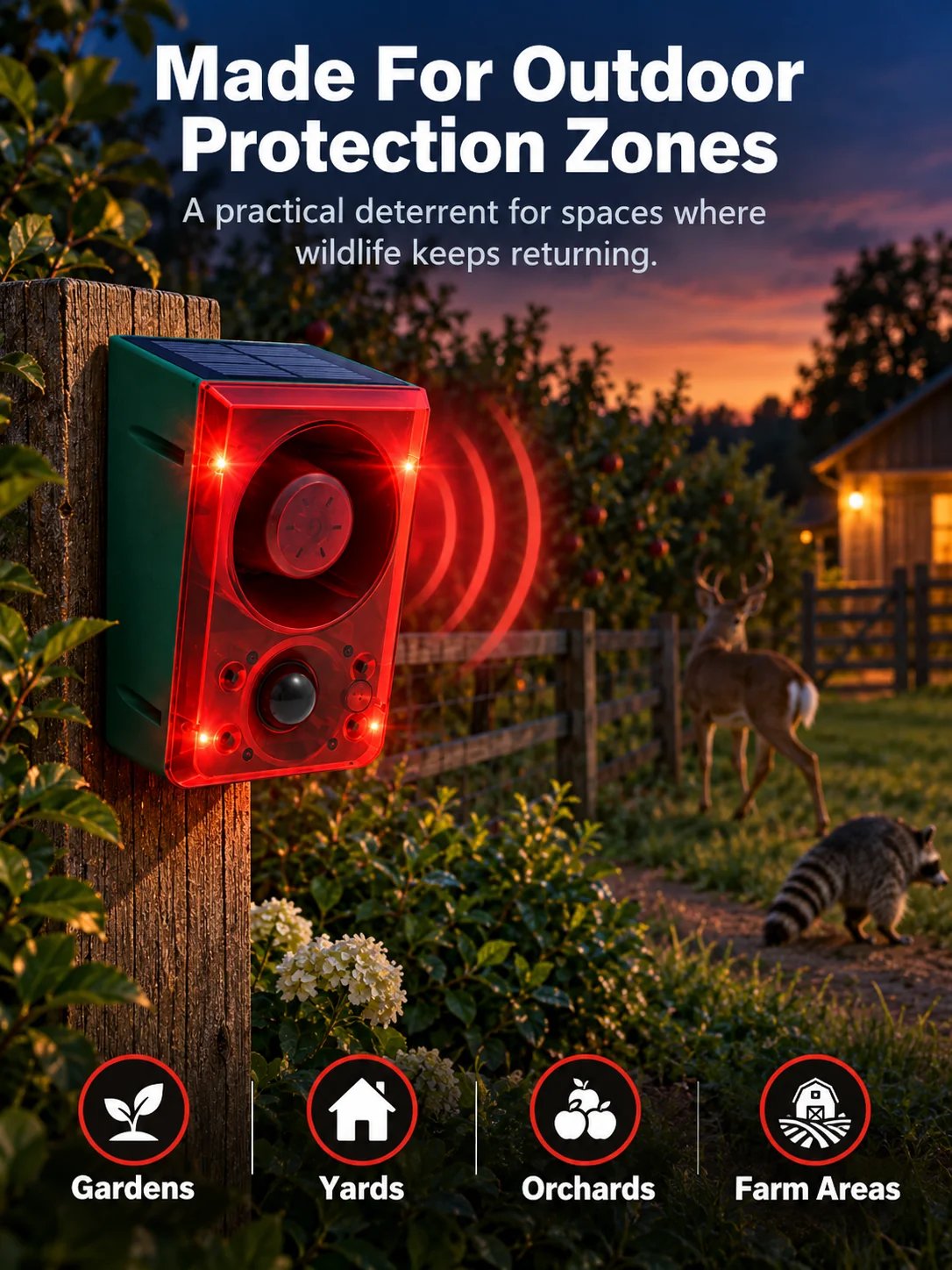 🚨 Solar-Powered Outdoor Motion Alarm – Remote-Controlled Farm & Garden Security Siren