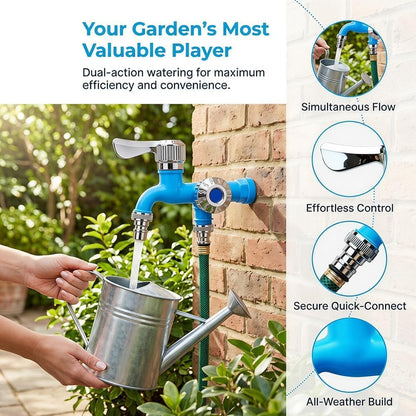 💧 Dual-Outlet Faucet – Two Independent Water Connections for Laundry, Garden & Everyday Cleaning