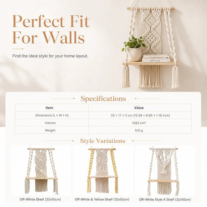 📢📢50% OFF !! ⏰Bohemian Handwoven Floating Shelf🌿