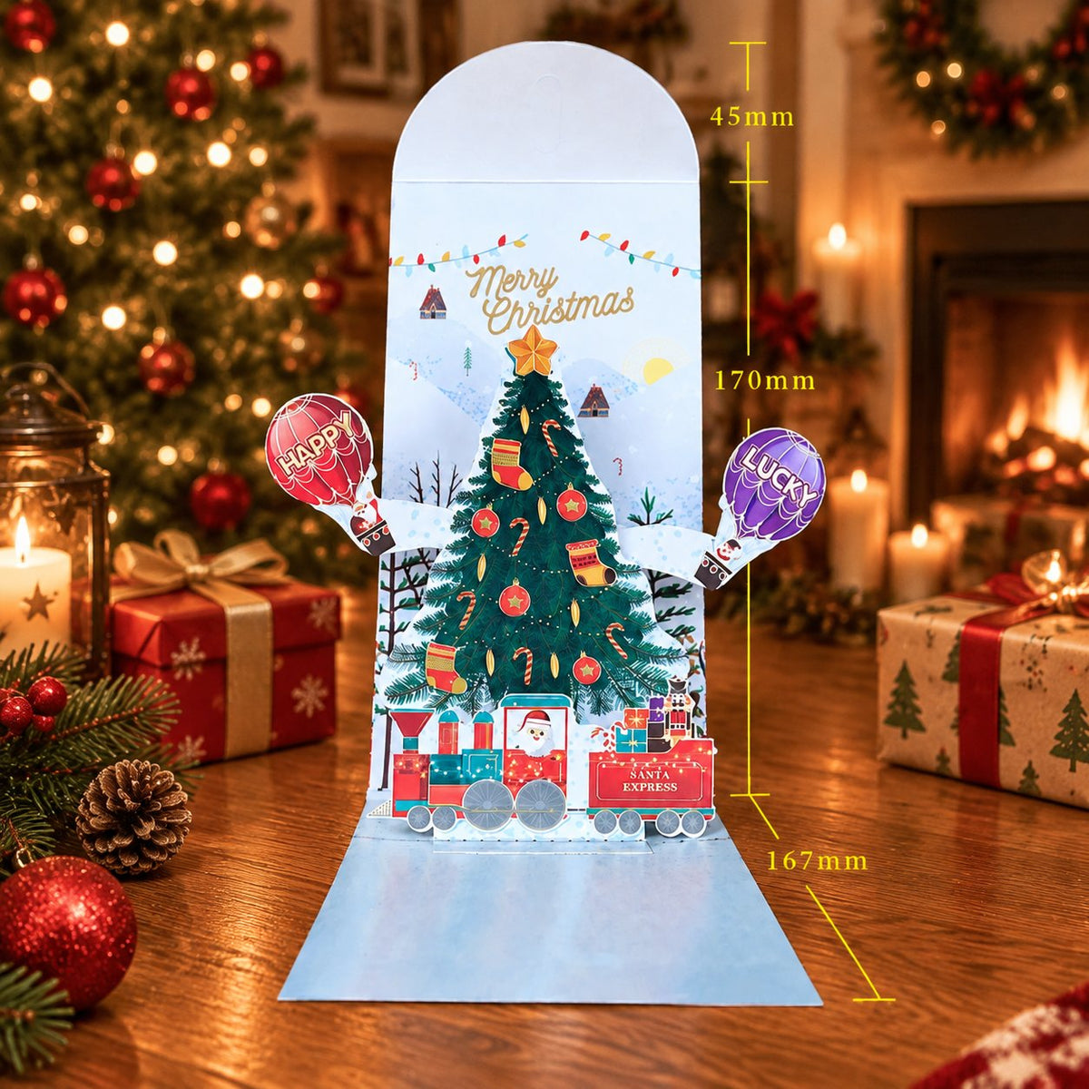 🎁Handmade 3D Christmas Money Gift Card, Pop Up Holiday Card with Cash Envelope, Creative Christmas Greeting Card for Kids, Family & Loved Ones💵